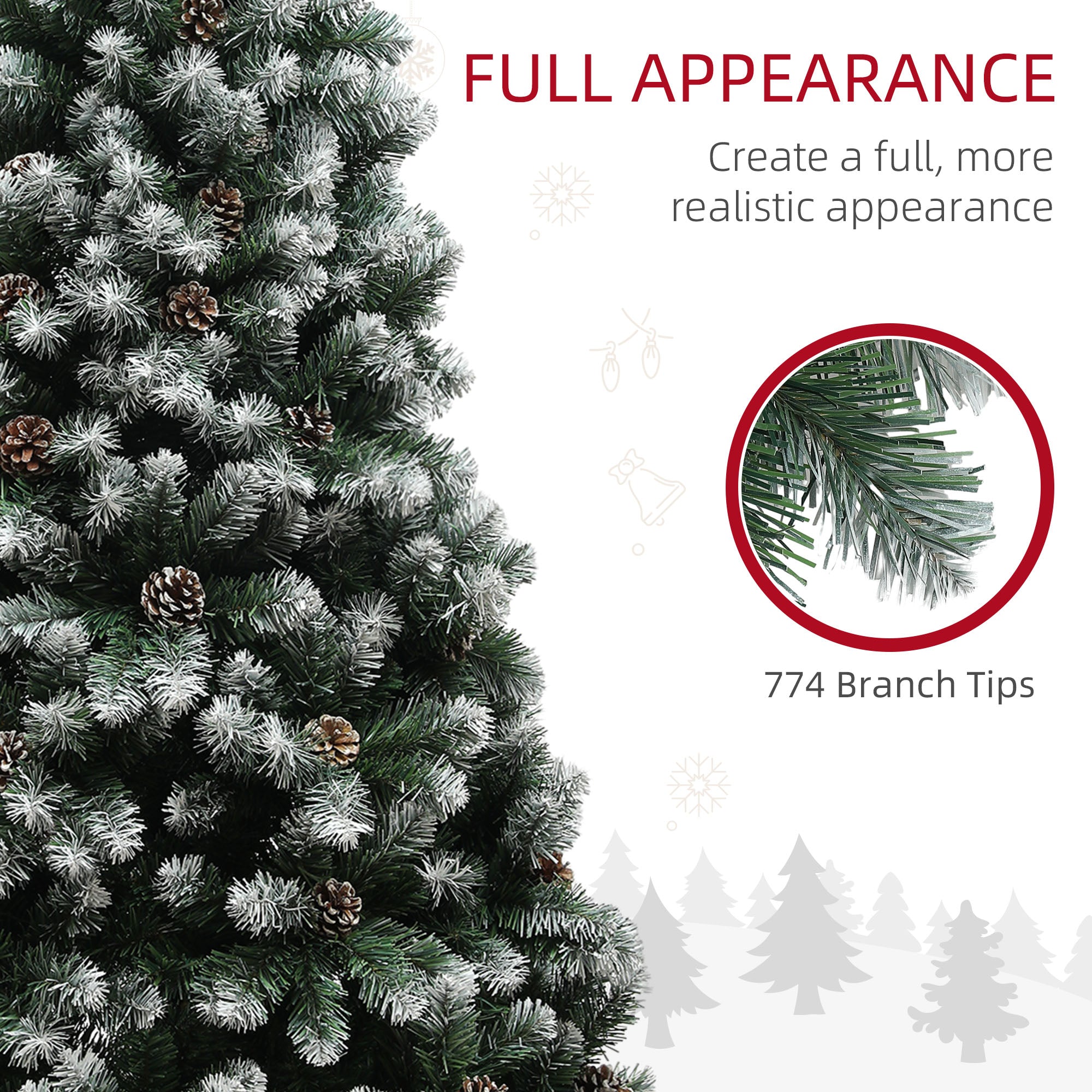 HOMCOM 6ft Snow-Dipped Artificial Pine Christmas Tree