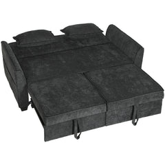 HOMCOM 2 Seater Sofa Bed, 4-in-1 L-Shaped Convertible Pull-Out Sleeper Sofa with Adjustable Backrest and Side Pockets, Black