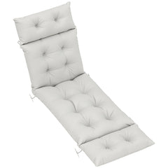 Outsunny Sun Lounger Cushions Only, 190 x 56 x 10 cm Garden Lounge Chair Cushions, UPF20+ 220gsm Fabric, Thick Sunbed Replacement Pads with 6 Ties, Light Grey