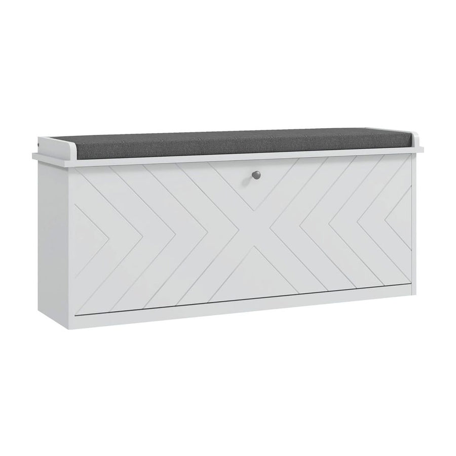 HOMCOM 10-Shoe Storage Bench in White and Grey