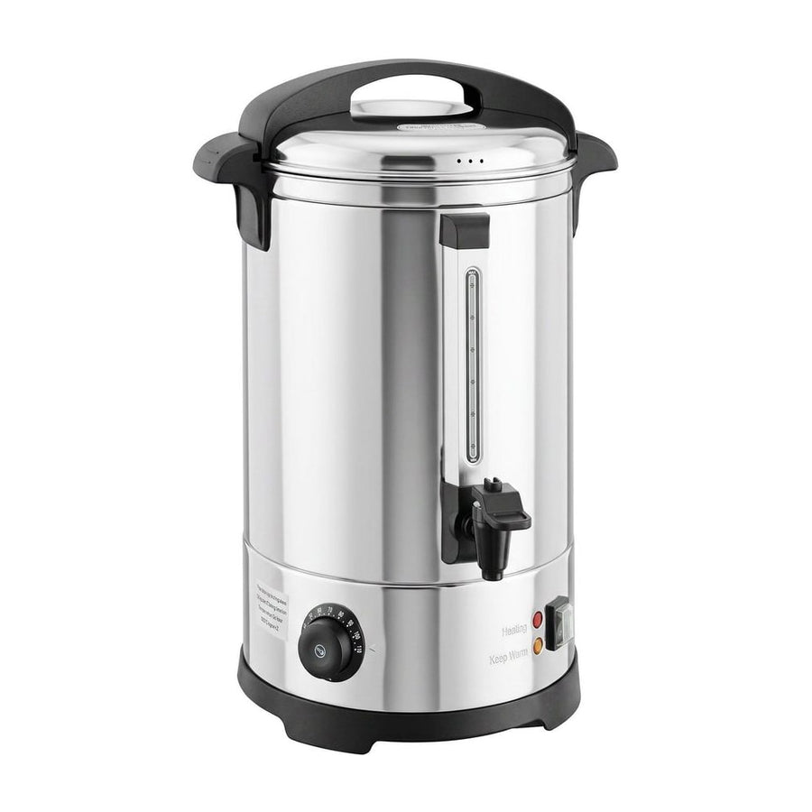 HOMCOM 13L Catering Urn in stainless steel with a black handle, tap, and base on a white background