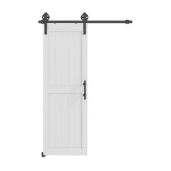 HOMCOM 152.4cm Sliding Barn Door Kit, Sliding Door with Track, Hardware, Upgraded Rollers and Floor Guide, Handle, White
