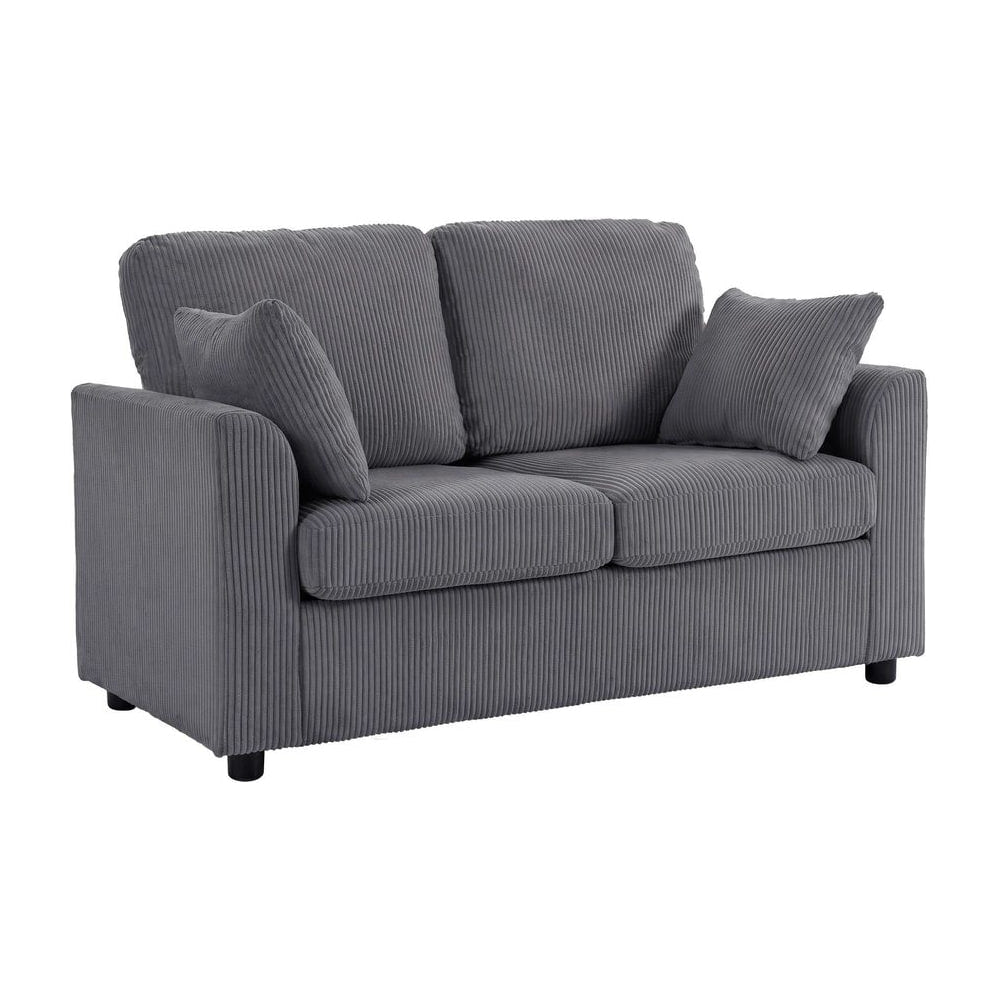 HOMCOM 2 Seater Sofa, Corduroy Small Couch with Spring Cushion, Wide and Deep Seat, Dark Grey