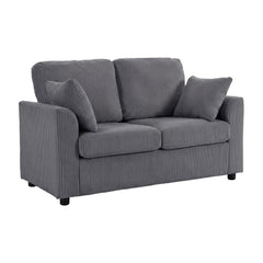 HOMCOM 2 Seater Sofa, Corduroy Small Couch with Spring Cushion, Wide and Deep Seat, Dark Grey