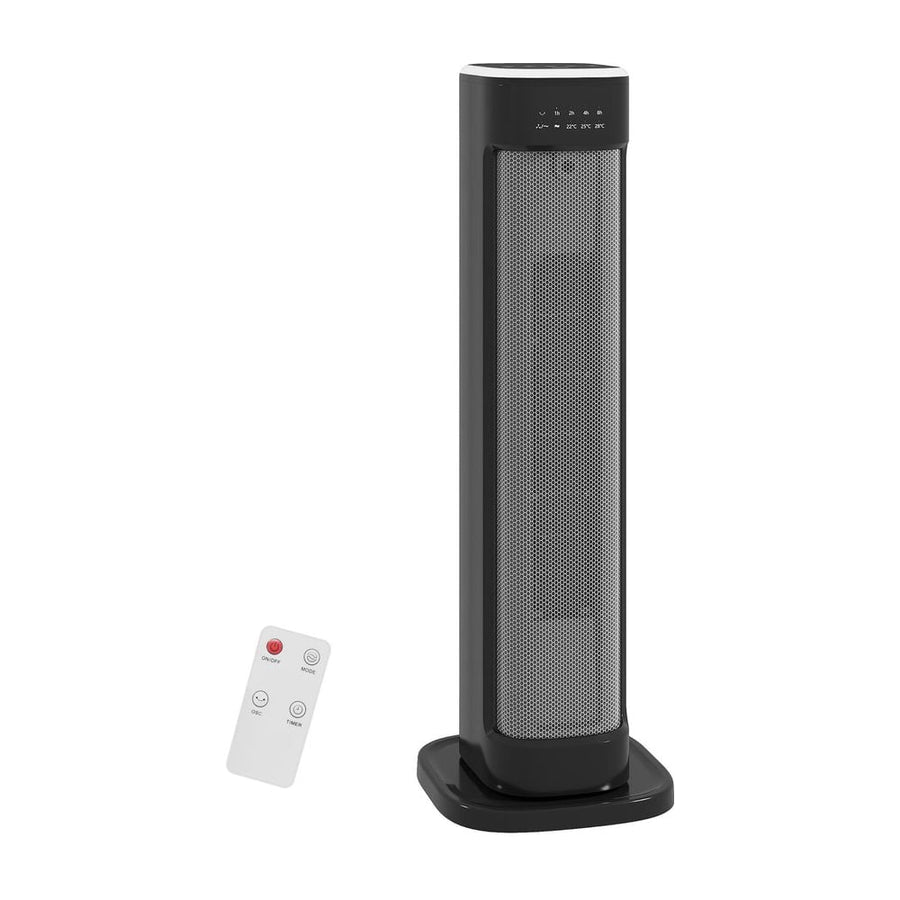 HOMCOM 2000W Ceramic Electric Heater with 3 Heat Settings, Timer - Black