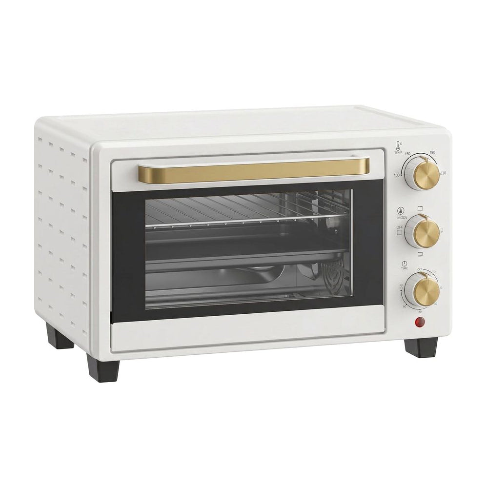 HOMCOM 21L Mini Countertop Oven, a white small kitchen appliance with gold accents