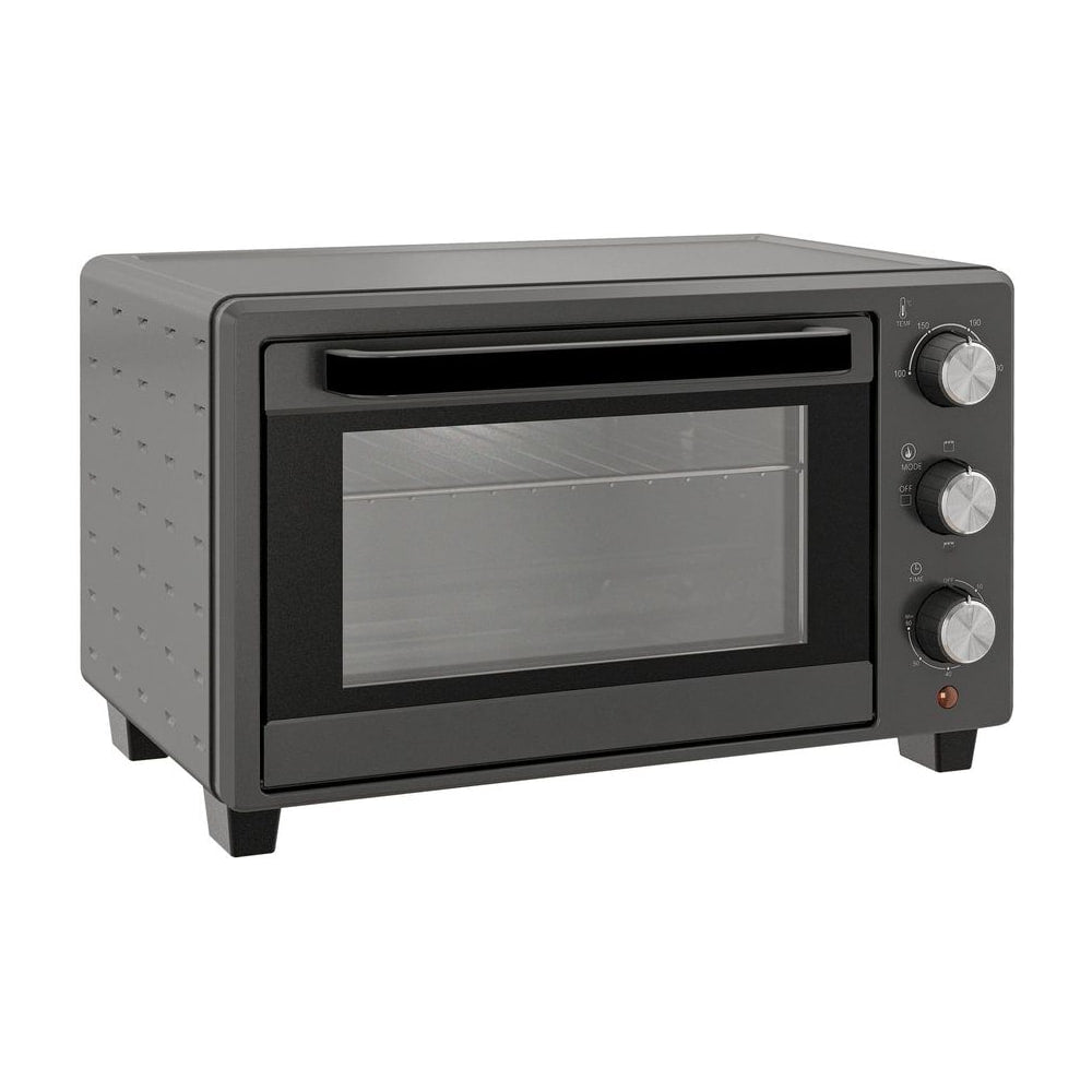HOMCOM 21L Mini Countertop Oven in grey with a glass door and three control dials