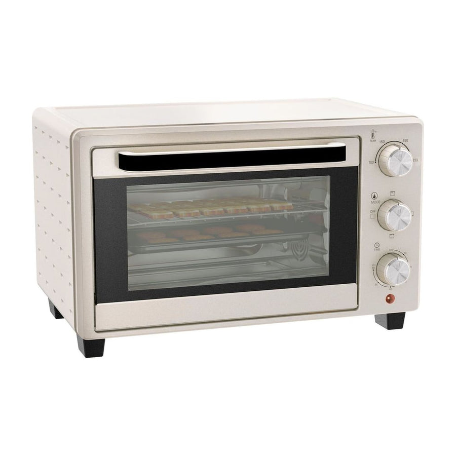 HOMCOM 21L Mini Countertop Oven, a compact white kitchen appliance with a glass door and control dials