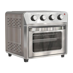 HOMCOM 24L Air Fryer Oven, a silver countertop appliance with a glass door and four control dials on top