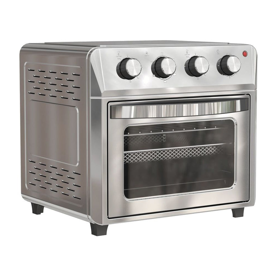 HOMCOM 24L Air Fryer Oven, a silver countertop appliance with a glass door and four control dials on top