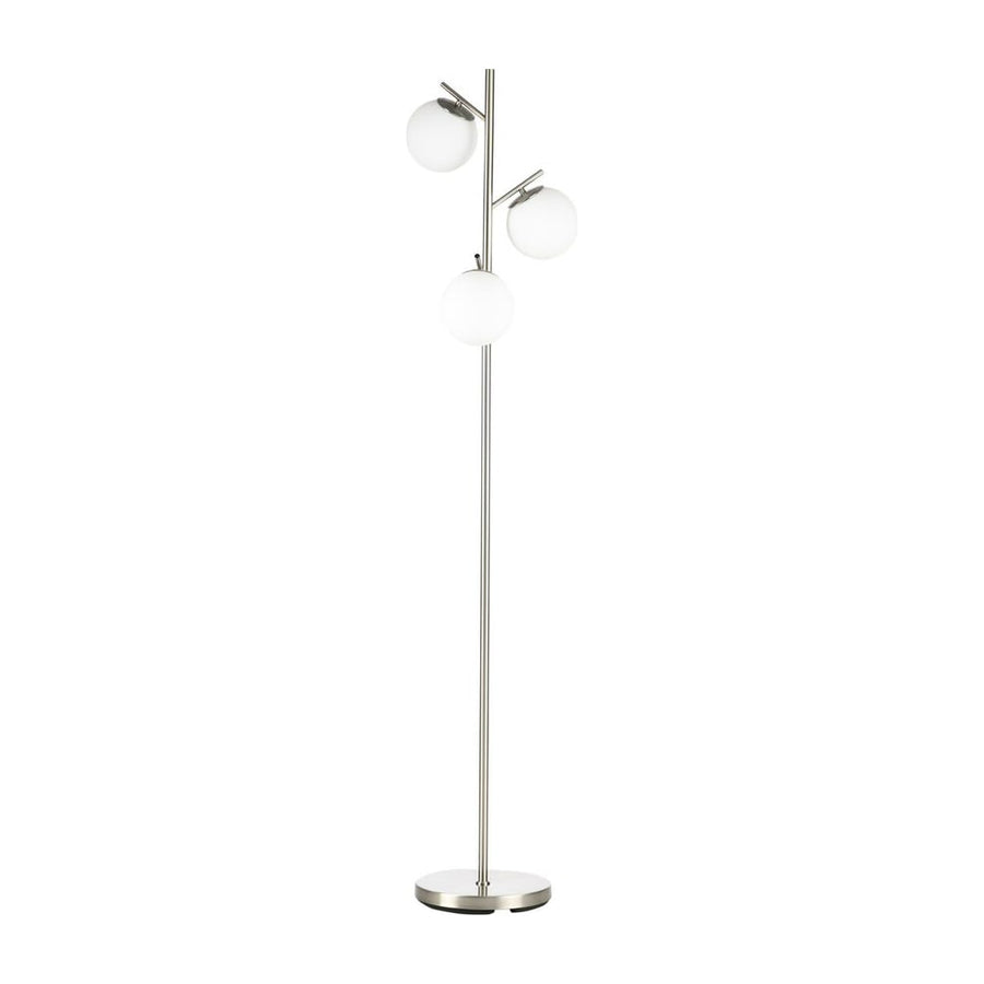 HOMCOM 3-Light Tree Floor Lamps for Living Room, Modern Standing Lamp for Bedroom with Globe Lampshade, Steel Base, Bulb not
