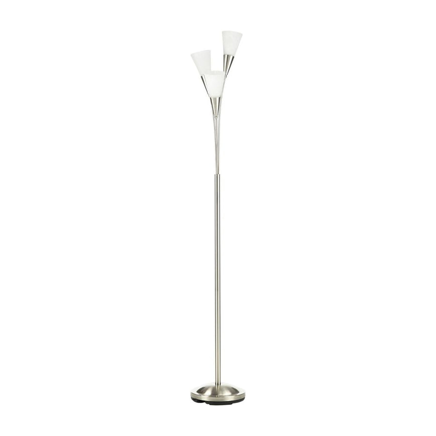 HOMCOM 3-Light Upright Floor Lamps for Living Room, Modern Standing Lamp for Bedroom with Steel Base, Bulb not Included