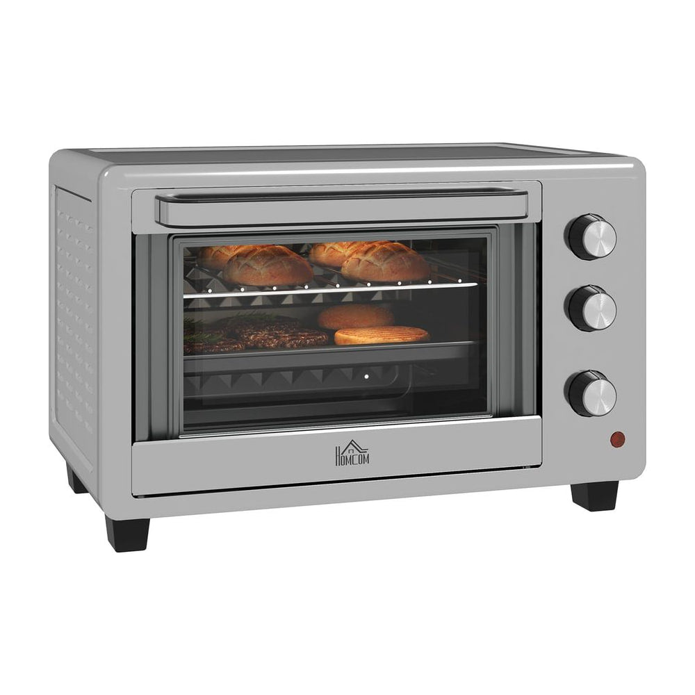 HOMCOM 30L Mini Electric Oven with a glass door and three control dials on the right side