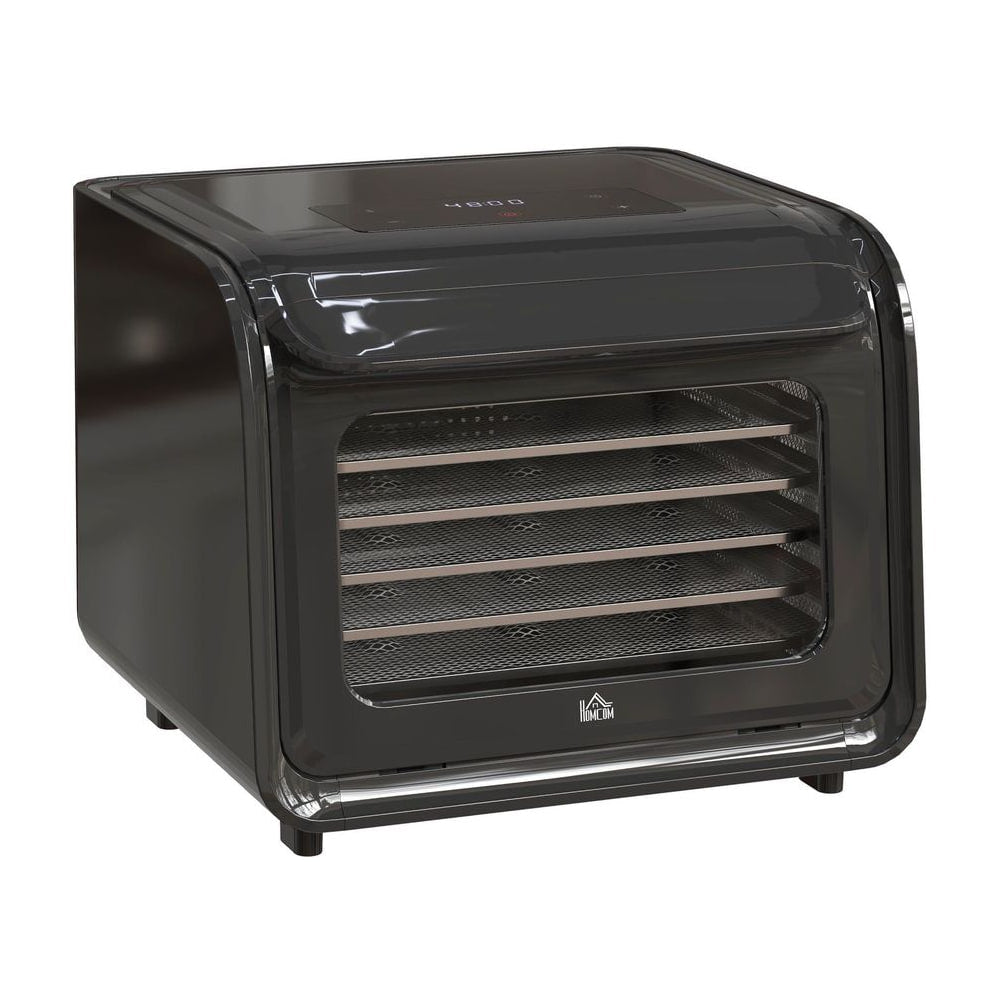 HOMCOM Six-Tray Food Dehydrator in black, showing the front with the door closed