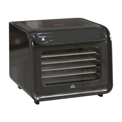HOMCOM Six-Tray Food Dehydrator in black, showing the front with the door closed