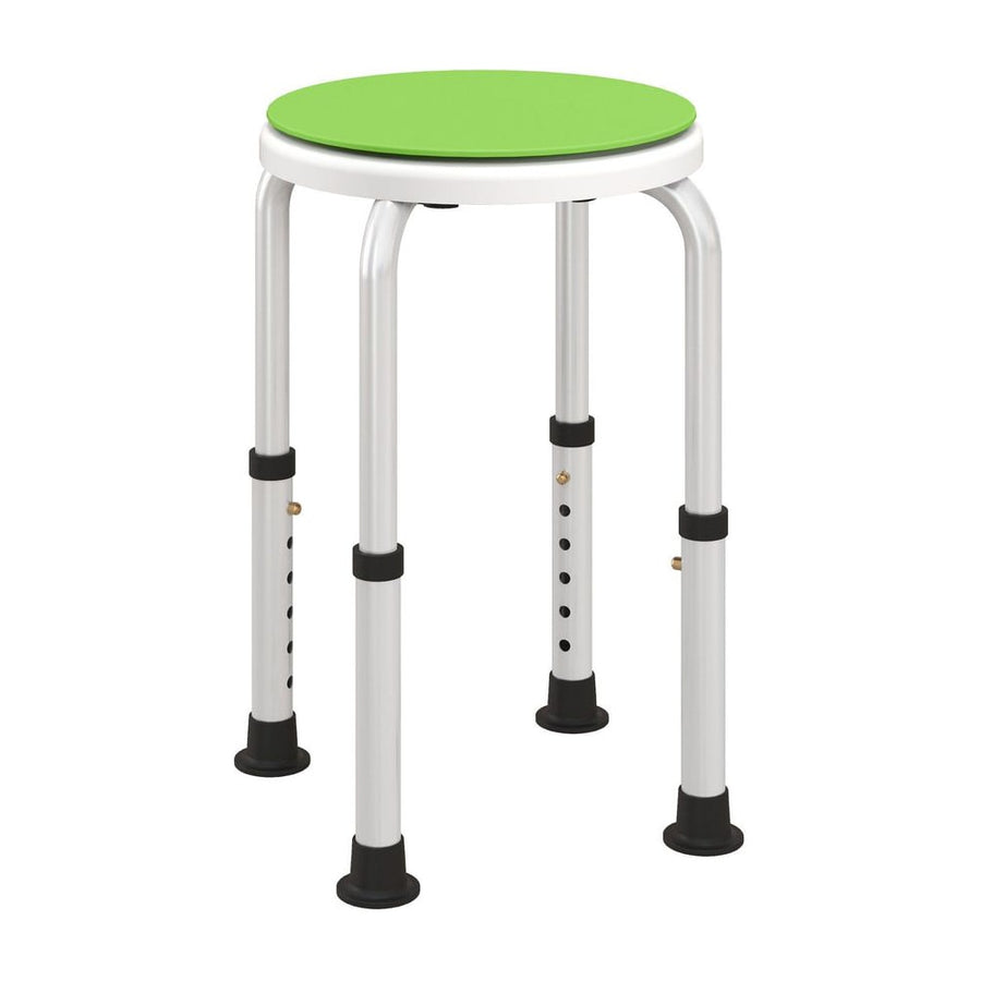 HOMCOM 360 Swivel Shower Chair with green seat and adjustable height aluminium legs