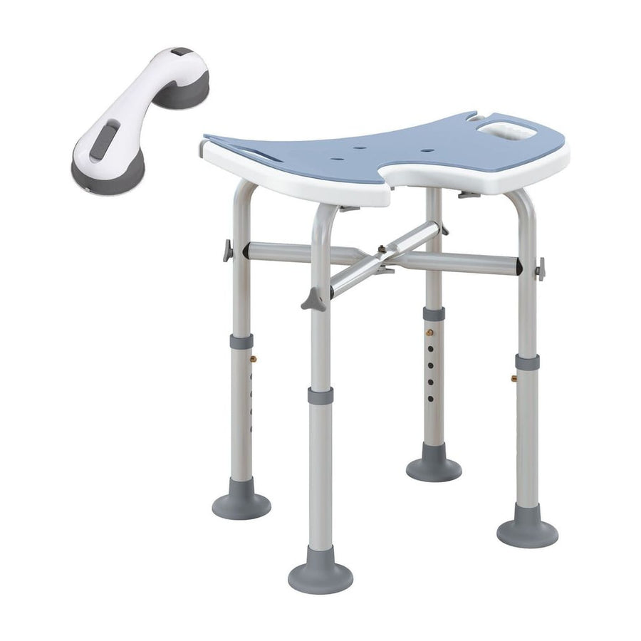 HOMCOM 39-51.5cm 'U' Seat Padded Shower Stool with a matching suction grab handle