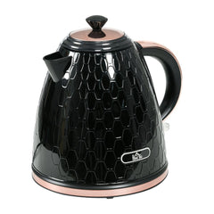 HOMCOM 3kW Rapid Boil Honeycomb Kettle in black with a honeycomb texture and rose gold accents