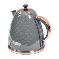 HOMCOM 3kW Rapid Boil Honeycomb Kettle in grey with a copper handle and base on a white background