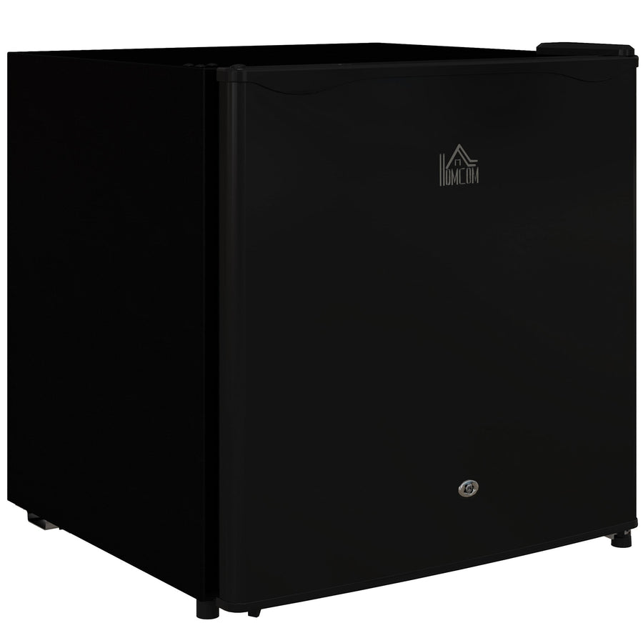 HOMCOM 46 Litre Lockable Countertop Fridge in black, a compact appliance for small kitchens