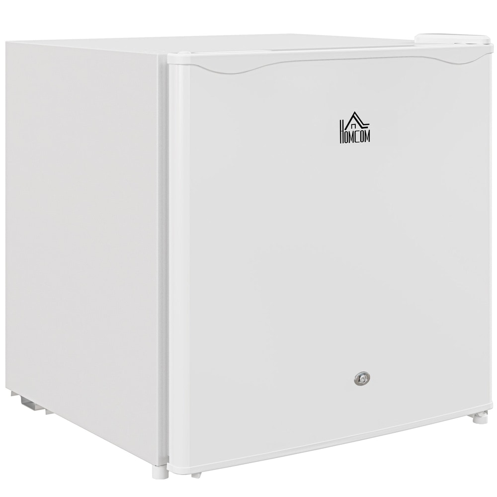 HOMCOM 46 Litre Lockable Countertop Fridge in cream white standing on a plain white background