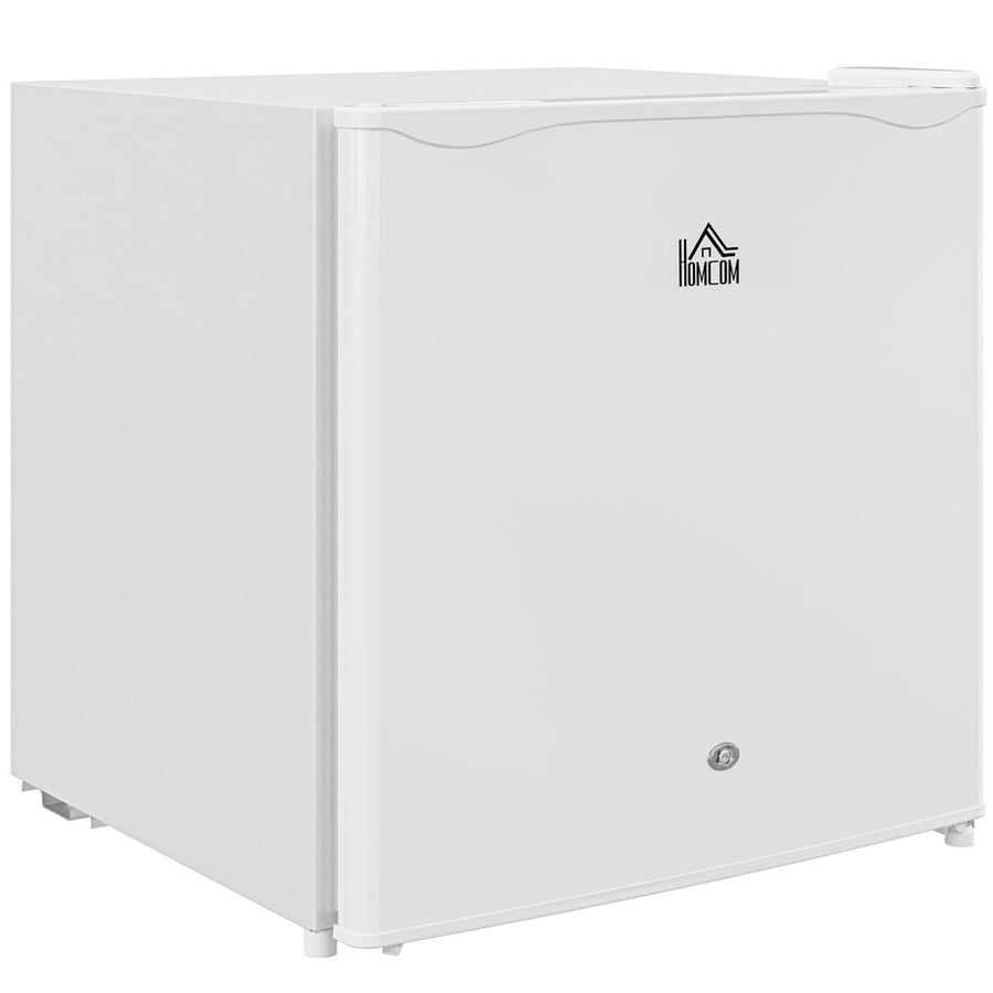 HOMCOM 46 Litre Lockable Countertop Fridge in cream white standing on a plain white background