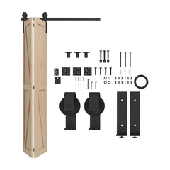 HOMCOM 4FT/122CM Bi-Folding Sliding Barn Door Hardware Track Kit