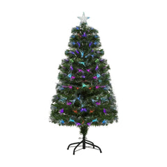 HOMCOM 4FT Multicoloured Artificial Christmas Tree with fibre optic lights and a star topper