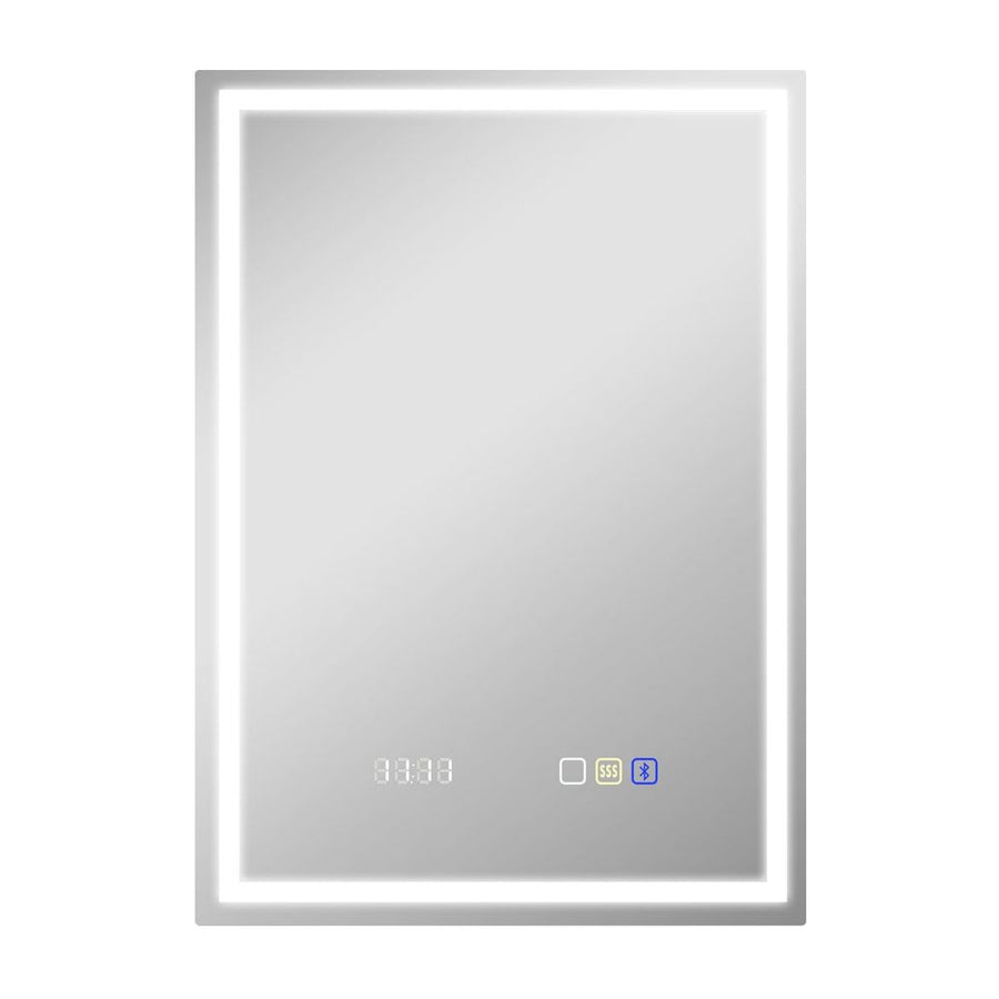 HOMCOM Anti-Fog LED Bathroom Mirror with integrated clock and Bluetooth speaker