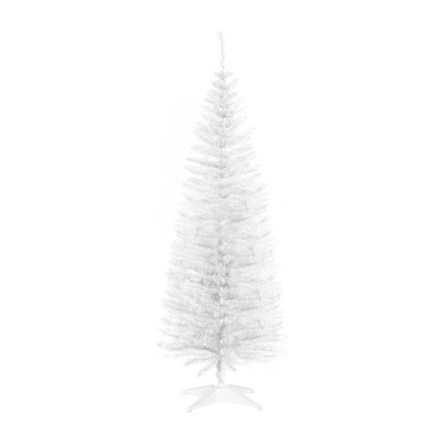HOMCOM 5ft Unlit Artificial Christmas Tree, Pencil Slim Xmas Tree with Solid Stand and Realistic Branches, White