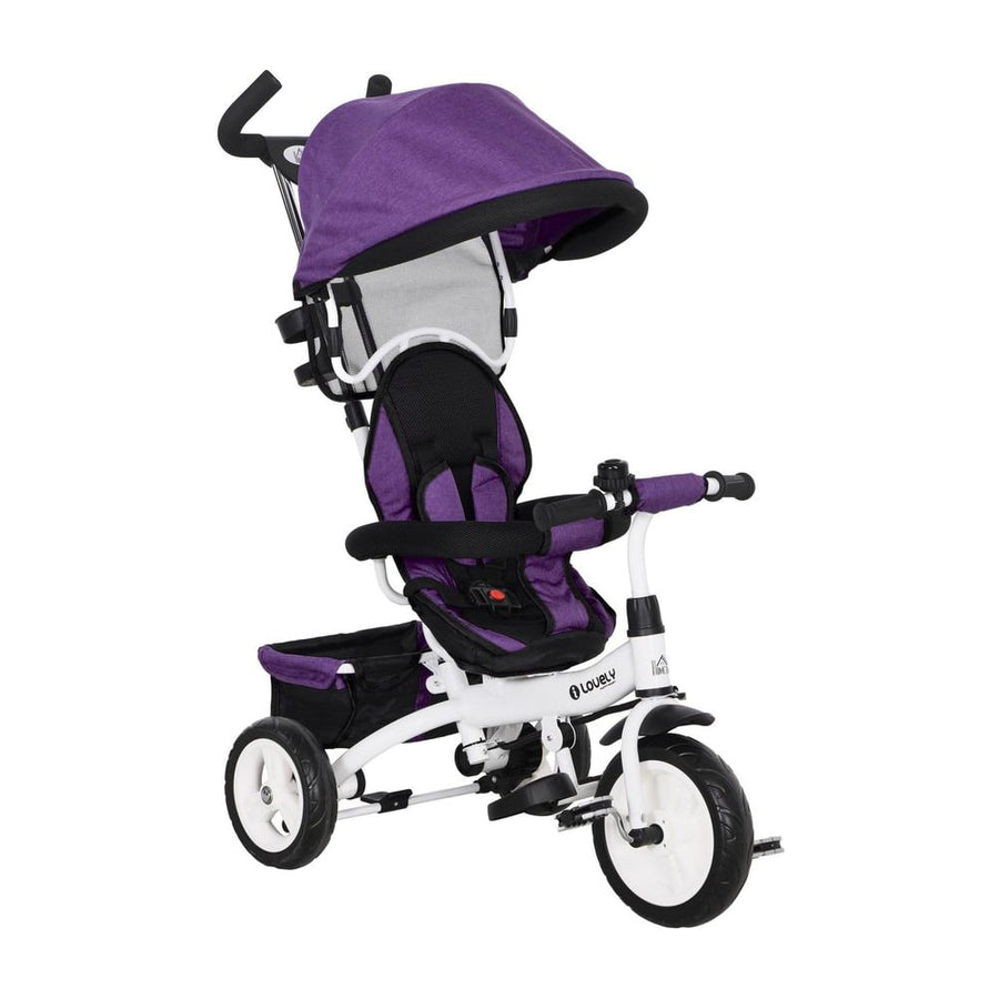 HOMCOM 6 in 1 Kids Trike Push Bike in Purple