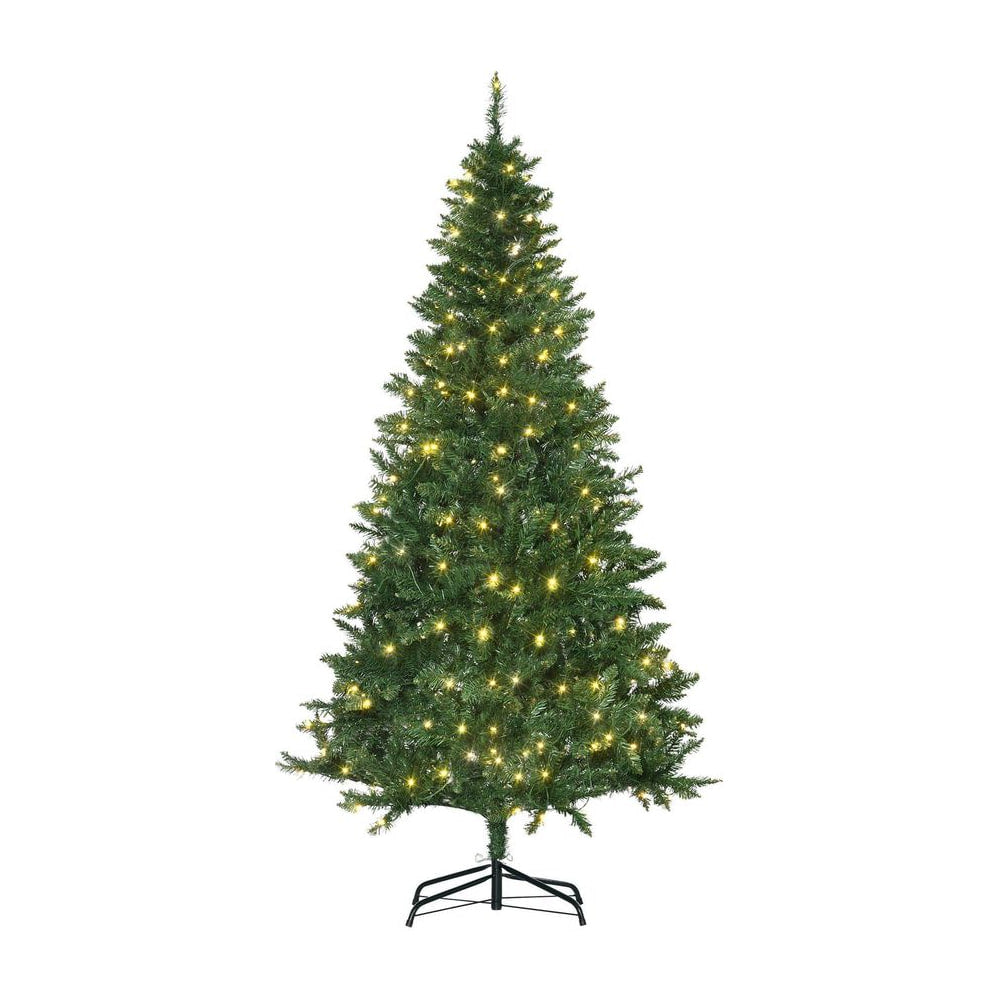 HOMCOM 6FT Christmas Tree Warm White LED Light Holiday Home Decoration, Green