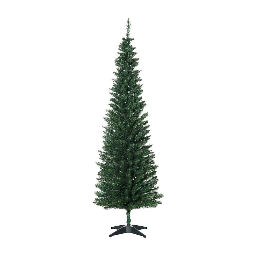 HOMCOM 6ft Unlit Artificial Christmas Tree, Pencil Slim Xmas Tree with Solid Stand and Realistic Branches, Green