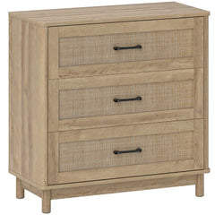 HOMCOM 76 cm Wide Drawer Chest of Drawers with three drawers and a light oak wood finish