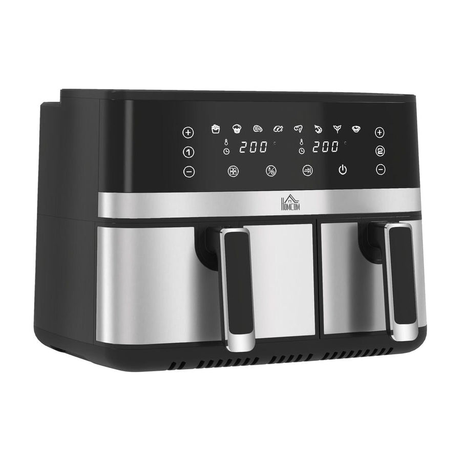 HOMCOM 8.5L Dual Basket Air Fryer in Black