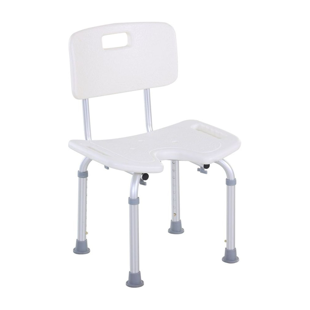 HOMCOM 8-Level Height Adjustable Bath Stool Spa Shower Chair Aluminum w/ Non-Slip Feet, Handle for the Pregnant, Old, Injured