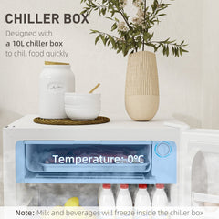 HOMCOM 91L Freestanding Under-Counter Fridge with Lock, close-up of the chiller box inside the small kitchen appliance