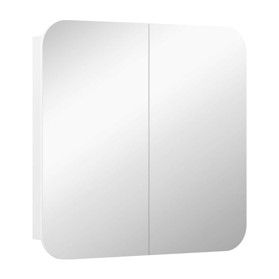 HOMCOM Arched Bathroom Mirror Cabinet with Adjustable Shelves in White