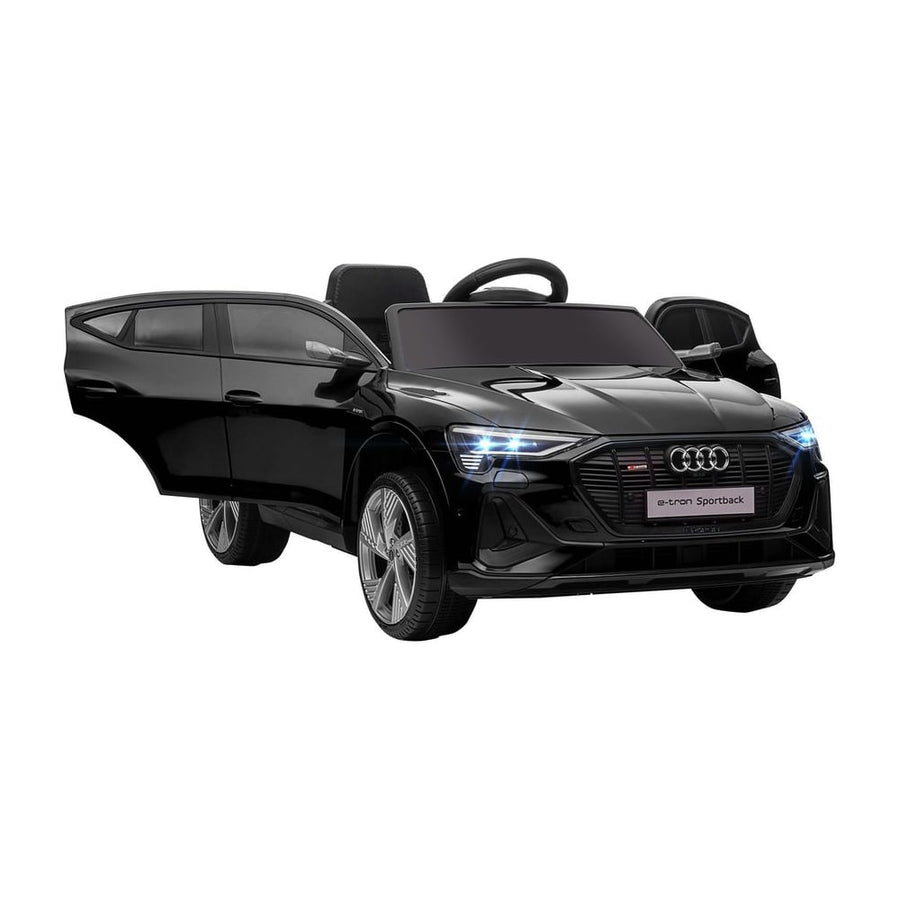 HOMCOM Audi E-tron Licensed 12V Kids Electric Ride on car in black with doors open