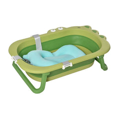 HOMCOM Baby Bath Tub for Toddler Kids Infant Ergonomic Foldable Secure Non-Slip Portable with Baby Cushion for 0-3 Years