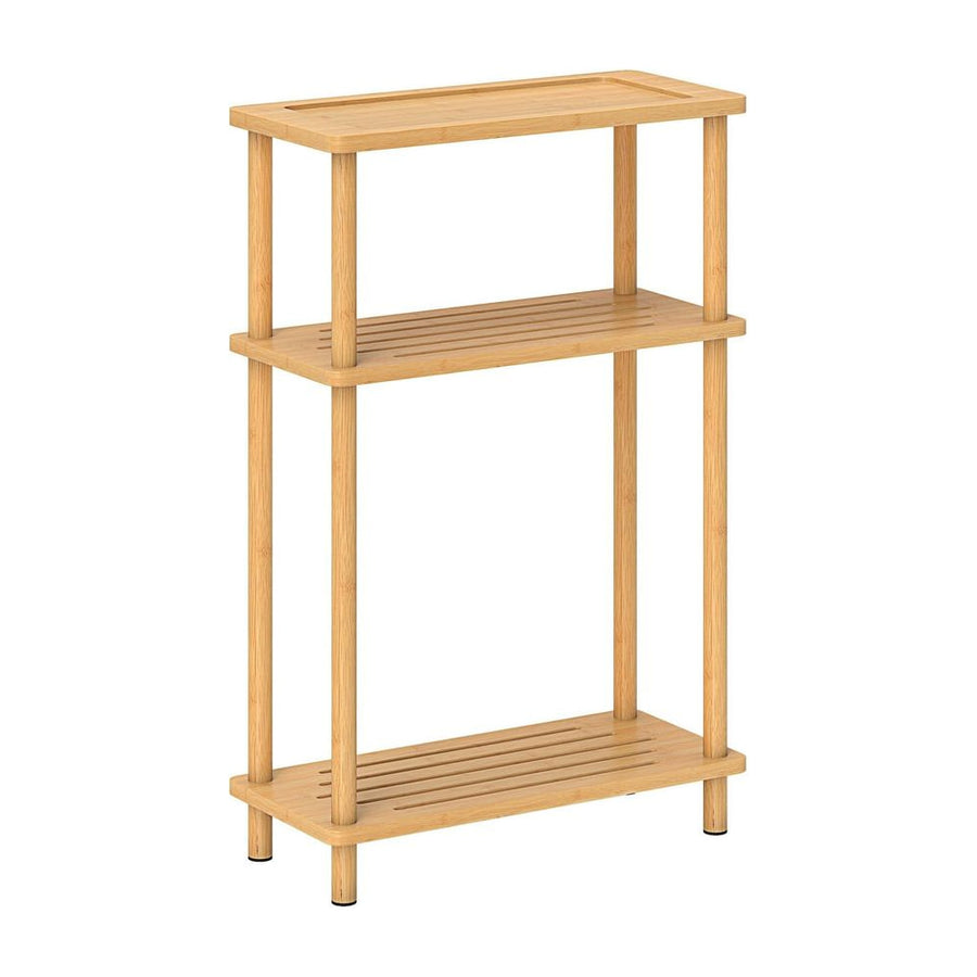 HOMCOM Bamboo Side Table, 3-Tier Slim End Table, Nordic Style, for Living Room, Bedroom, Office, Tool-Free Assembly, Natural