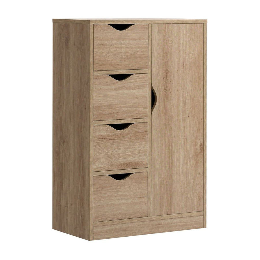 HOMCOM Bathroom Cabinet, Freestanding Storage Cabinet with 4 Drawers, Door Cupboard for Living Room, Kitchen, Bedroom