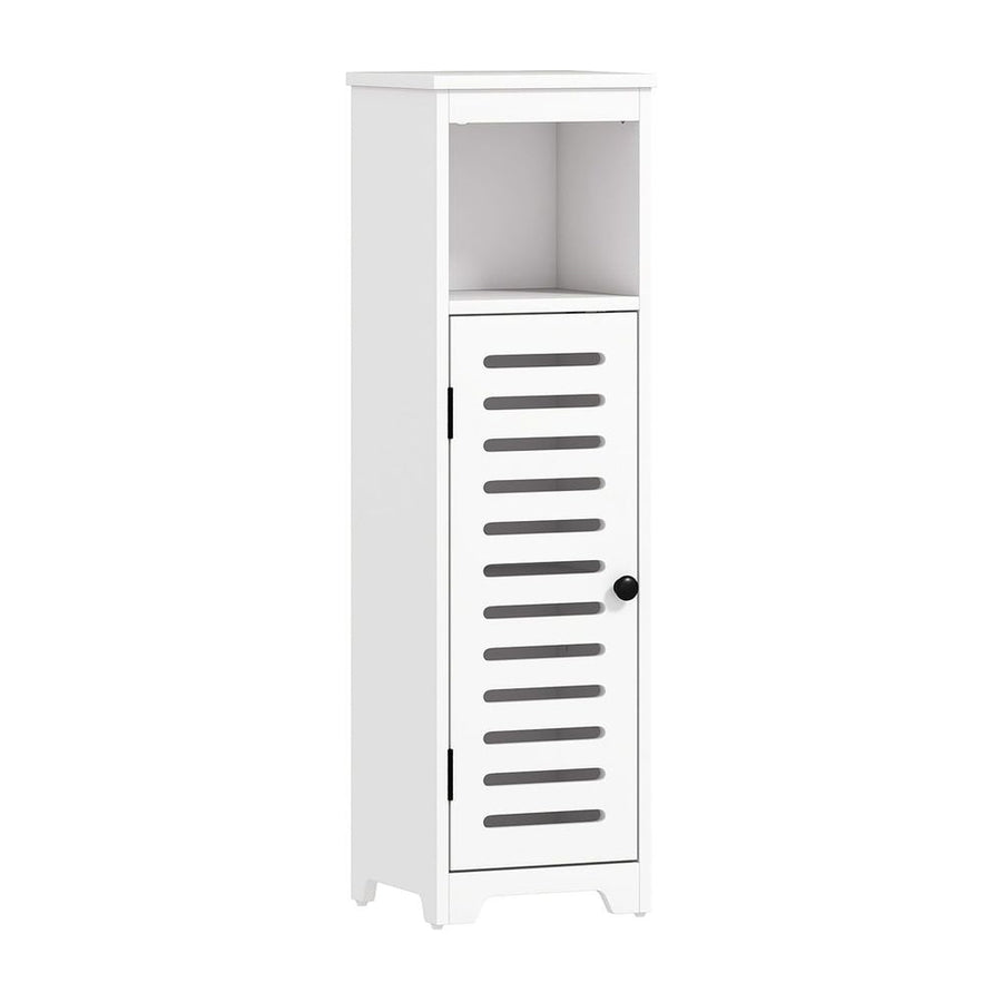 HOMCOM Bathroom Floor Cabinet, Bathroom Storage Unit with Louvered Door, Open Shelf, Adjustable Shelf, White, 22 x 20 x 75 cm
