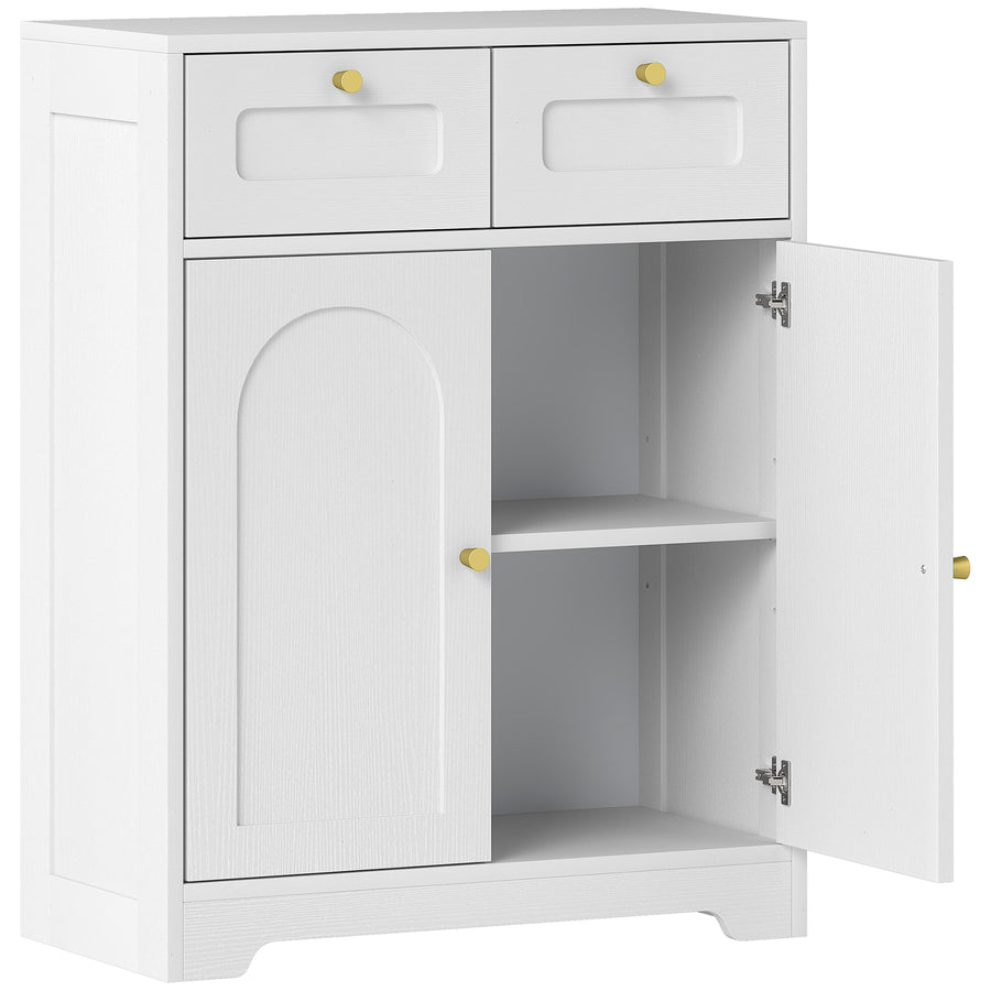 HOMCOM Bathroom Floor Cabinet with 2 Drawers in White
