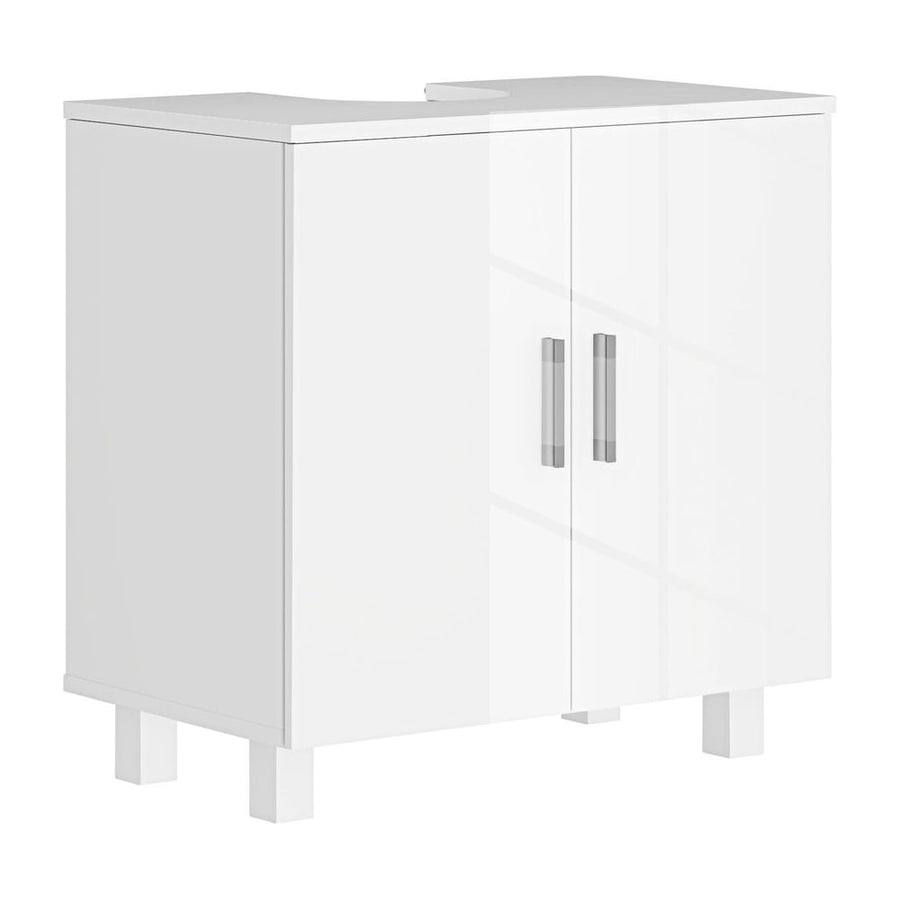 HOMCOM Bathroom Under Sink Cabinet for Basin without or with Pedestal - High Gloss White