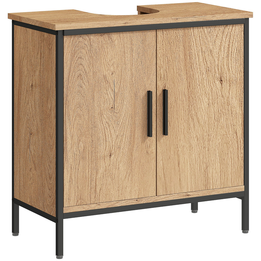 HOMCOM Bathroom Vanity Unit, Under Sink Storage Cabinet with 2 Doors, Adjustable Shelf for Basin without or with Pedestal