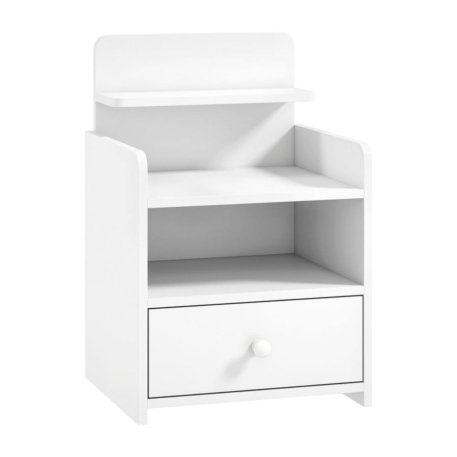 HOMCOM Bedside Cabinet, Bedside Table with Drawer and Shelf for Living Room, White