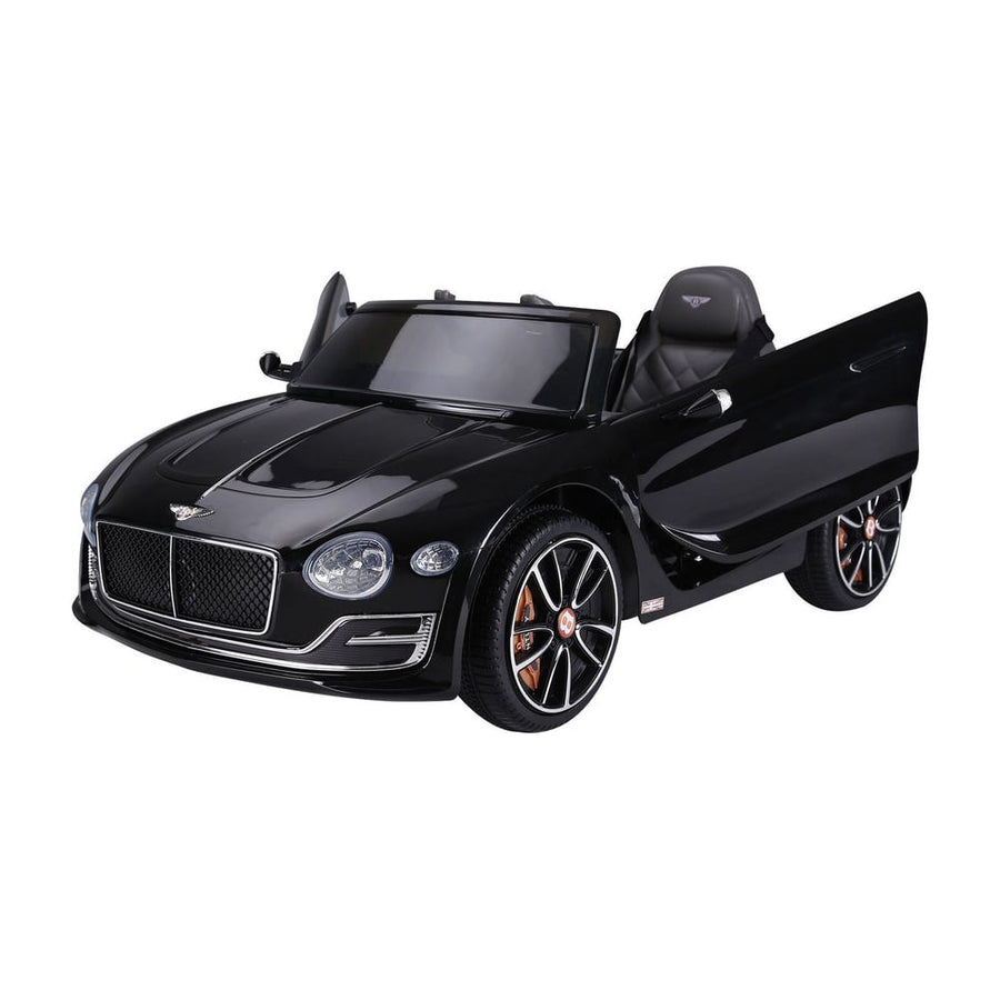 HOMCOM Bentley GT Licensed 12V Electric Car, a black ride-on car with doors open, shown from the front three-quarter view