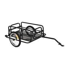 HOMCOM Bike Cargo Trailer in Steel Frame Extra Bicycle Storage Carrier in black, a two-wheeled trailer with a hitch