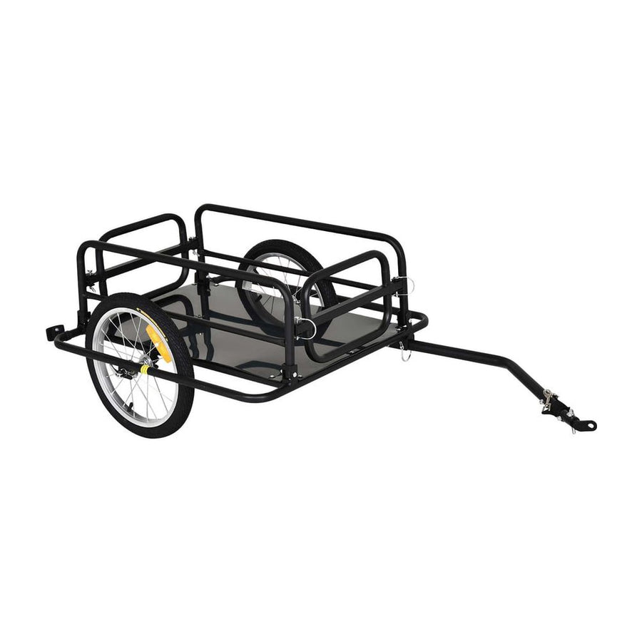 HOMCOM Bike Cargo Trailer in Steel Frame Extra Bicycle Storage Carrier in black, a two-wheeled trailer with a hitch